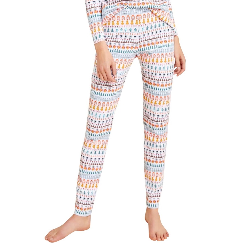 Roller Rabbit 100% Pima Cotton Holiday Animal Print Striped Pajama Pant Size M